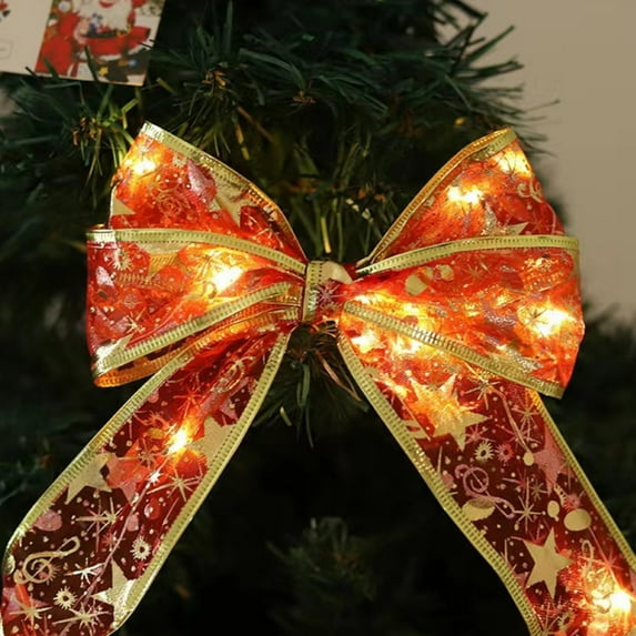EWASWON Christmas 300cm Red Christmas Ribbon LED Light String, Battery-Operated Christmas Tree Decoration Lights, Festive Atmosphere Decor for Home, Holiday Celebrations