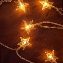 EWASWON Christmas 40 LED Star Shaped String Lights, 20FT Battery Operated Warm White, Indoor Outdoor Waterproof, for Party Wedding Birthday Holiday Decorations