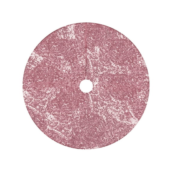 EWASWON Christmas 48 Inch Pink Sequin Christmas Tree Skirt with Backing, Vintage Sparkling Festive Holiday Decor for Christmas Party
