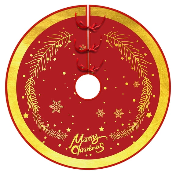 EWASWON Christmas 48 Inch Plush Christmas Tree Skirt with Sequins - Easy Install Holiday Decor for Home Office, Festive Xmas Ornament