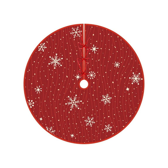 EWASWON Christmas 48 Inch Red Plush Christmas Tree Skirt with Snowflake Design - Easy to Install for Christmas Party Decor
