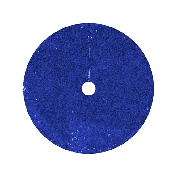 EWASWON Christmas 48 Inch Sequin Christmas Tree Skirt - Dark Blue, Glitter Vintage Holiday Decoration with Backing