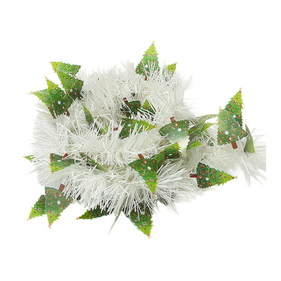 EWASWON Christmas 6.5ft White Christmas Tinsel Garland, Battery Operated Glittering Hanging Decoration for Holiday