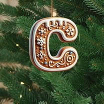 EWASWON Christmas Acrylic Christmas Letter Ornament - 3.15 Inch DIY Personalized Initial Decor with Santa Hat, Hanging Xmas Tree Decoration for Home/Office (Letter C)