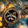 thumbnail image 1 of EWASWON Christmas Animal Ornaments - Owl & Raccoon 2D Acrylic 7cm, Small Hanging Christmas Tree Decorations, 1 of 5