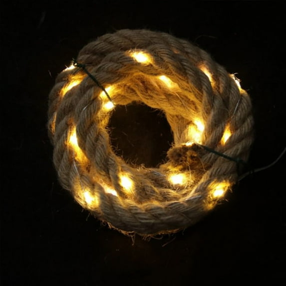 EWASWON Christmas Beige Twine String Lights, 1M 20LED Copper Wire Lights, Waterproof Outdoor LED Garden Decor, Battery-Powered Ambient Lights for Christmas Gifts