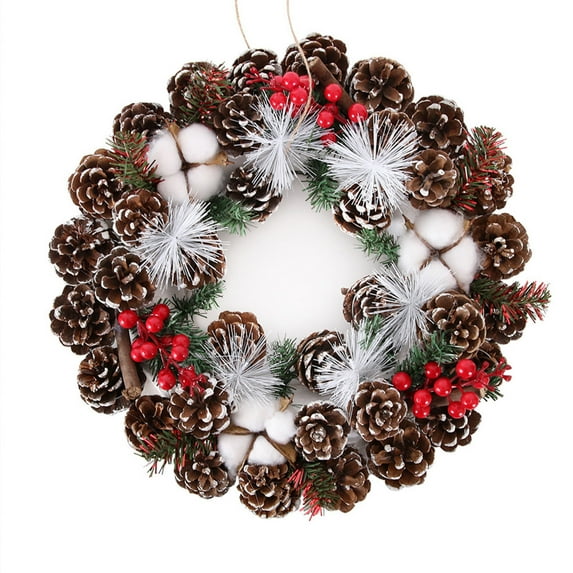 EWASWON Christmas Black Christmas Wreath, 14 Inch Rattan Wall Hanging - Holiday Decoration for Party, Front Door, Indoor/Outdoor - Xmas Gift