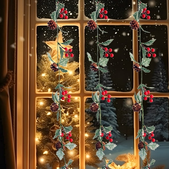 EWASWON Christmas Brown Christmas Light String 78.74in, Battery Powered Warm White LED Lights with Rattan, Indoor Outdoor Xmas Decor for Home Party Wedding