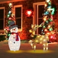 thumbnail image 1 of EWASWON Christmas Christmas Outdoor LED Yard Stakes - Waterproof Acrylic Top Hat Snowman & Deer Set, Multi-Mode Flashing Lights for Lawn & Garden Decor, 1 of 5
