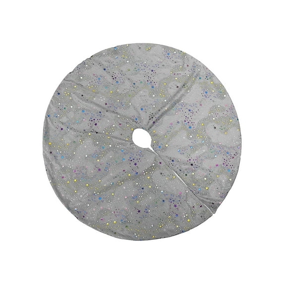 EWASWON Christmas Christmas Tree Skirt, Dutch Velvet Gold Embossed Gray 35 Inch - Classic Holiday Decor for Christmas Parties, Festive Tree Bottom Dress Up