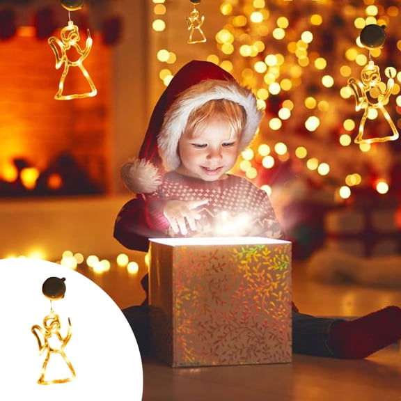 EWASWON Christmas Christmas Window Decor Lights with Suction Cup, LED Santa Snowman Xmas Shapes, Battery Powered Warm White Indoor Holiday Decoration