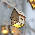thumbnail image 1 of EWASWON Christmas Christmas Wooden House String Lights, LED Holiday Decor, Natural Wood, Indoor Outdoor Use, for Xmas Party Wedding, Brown, 1 of 6