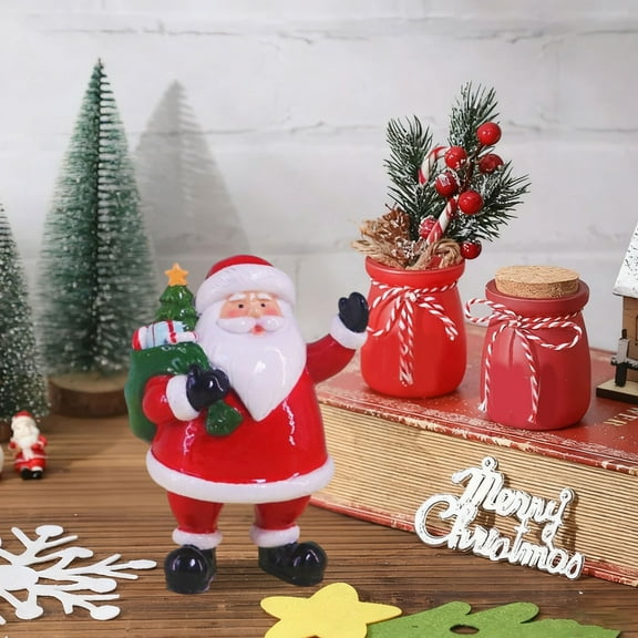 EWASWON Christmas Decorations Santa Claus Figurine Resin Elder Statue Home Decoration Small for Living Room TV Cabinet Desk Office Shelf Resin Ornament