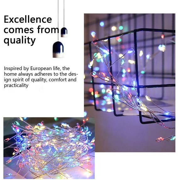 EWASWON Christmas Firecracker String Lights, 4.92ft 50 LED USB Powered with Remote, 8 Modes, Indoor Outdoor Decor, Silver, for Bedroom Wedding Party, IP44