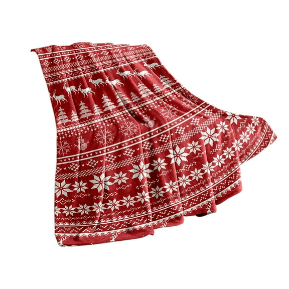 EWASWON Christmas Flannel Throw Blanket - Red with Snowflake Santa, Cozy Polyester, 59x39.3 Inches, Holiday Gift & Nap Blanket for Couch