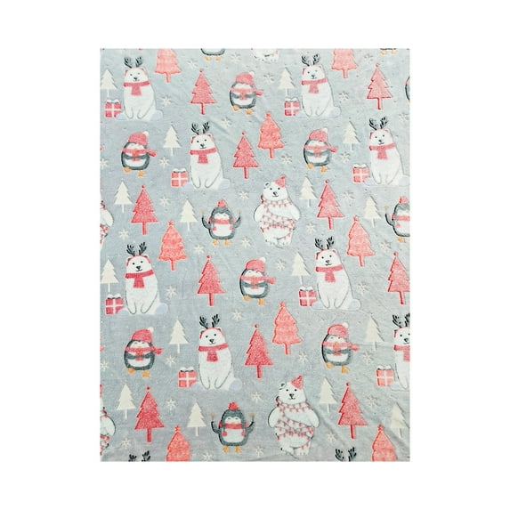 EWASWON Christmas Glow in the Dark Throw Blanket with Tree, Snowflakes, Penguin - Soft Polyester, Cozy for Sofa/Bed, Holiday Gift