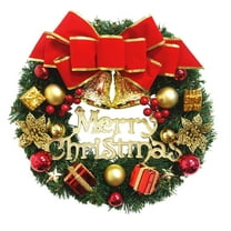 EWASWON Christmas Handmade Red Christmas Wreath, 11.8 Inch with Bells, Berries & Flowers - Front Door Decor for Indoor Outdoor