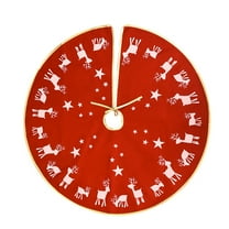 EWASWON Christmas Red Non-Woven Christmas Tree Skirt - 38 Inch with Fringe, Halloween Inspired Holiday Decor for Parties & Gifts