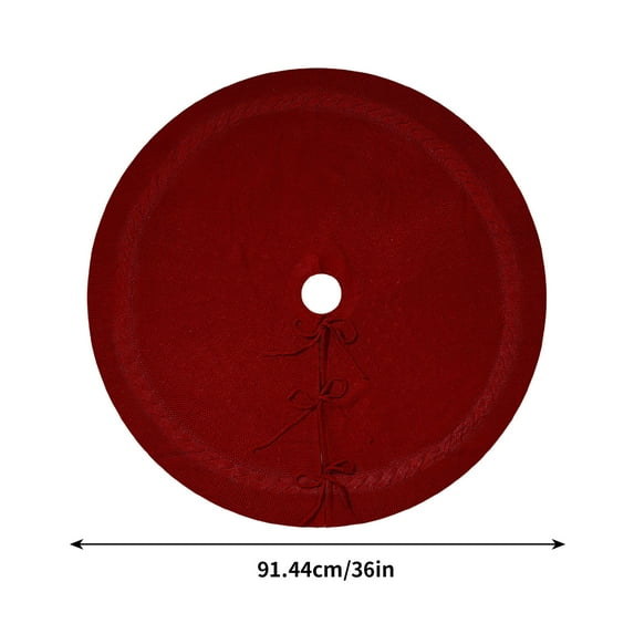 EWASWON Christmas Red & White Knitted Christmas Tree Skirt - Large Size for Standard Trees, with Ties, Rustic Holiday Decorations