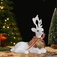 thumbnail image 1 of EWASWON Christmas Reindeer Decor, White Lying Down Reindeer Figurine with Bow & Bells, Small Holiday Table Shelf Indoor Christmas Ornament Decor, 1 of 6