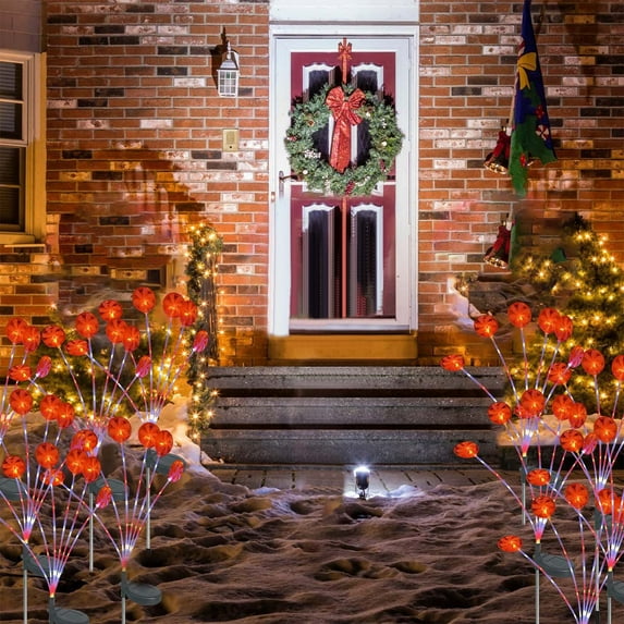 EWASWON Christmas Solar Christmas Candy Cane Stake Lights, Outdoor Multicolor IP65 Waterproof, Solar Powered Auto On/Off, for Yard Garden Holiday Decor