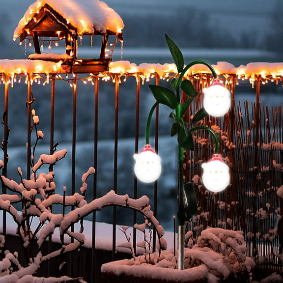 EWASWON Christmas Solar Santa Stake Lights, Christmas Solar Powered Outdoor Decor, IP65 Waterproof Easy to Install for Yard Patio Porch Holiday