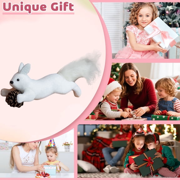 EWASWON Christmas Squirrel Ornament Woodland Animal Decor Lifelike Figurine Shatterproof Lightweight for Christmas Tree Indoor Outdoor Holiday Home Decor