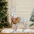 thumbnail image 1 of EWASWON Christmas Turning Head Reindeer Figurine, White Holiday Decor with Bells, Tabletop/Bookshelf Xmas Ornament, 1 of 5