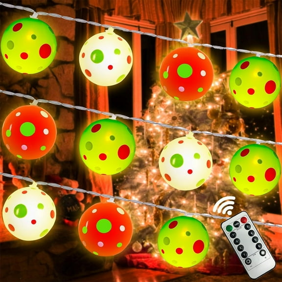 EWASWON Christmas Xmas String Lights, 10 LED Multicolor Ball & Gift Box, Battery Operated, IP44 Waterproof, Indoor Outdoor Christmas Decor for Tree, Party, Yard