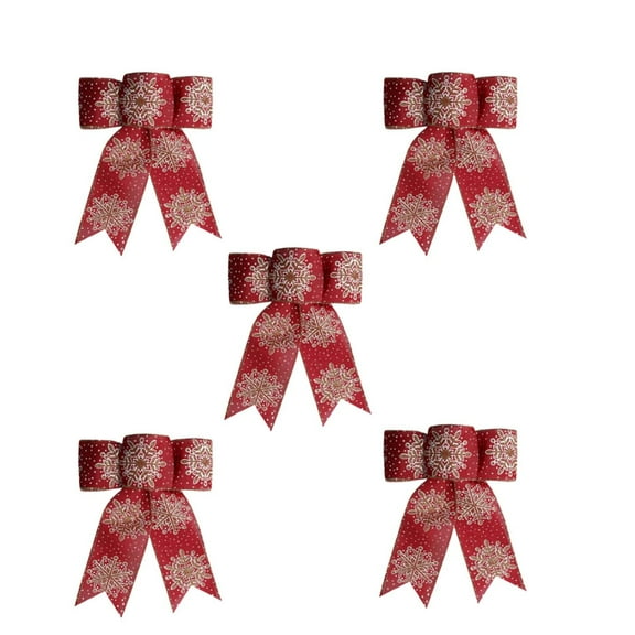 EWASWON Colorful Christmas Snowflake Bow Decorations - 5 Pack Festive Gift Wrapping & Window Ornament for Holiday Parties