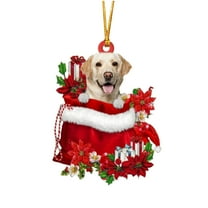 EWASWON Cute Christmas Dog Ornament - Acrylic Hanging Decor for Christmas Tree, Holiday Parties & Home Decoration