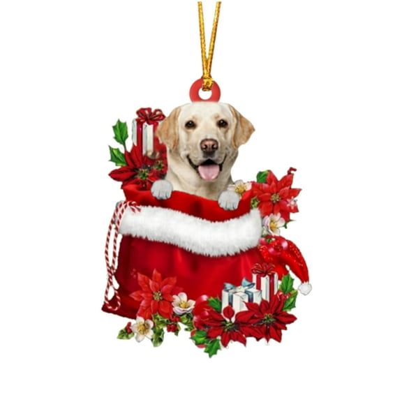 EWASWON Cute Christmas Dog Ornament - Acrylic Hanging Decor for Christmas Tree, Holiday Parties & Home Decoration