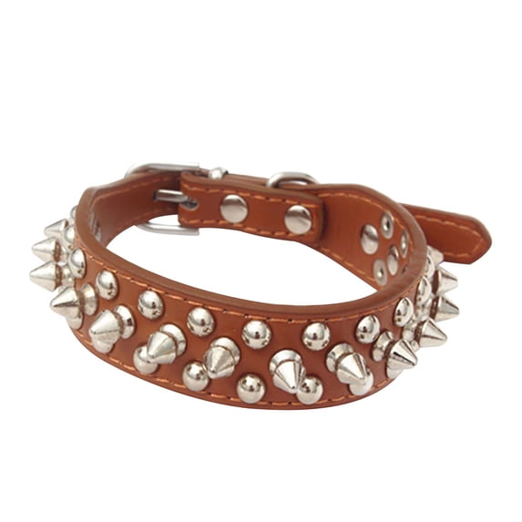 EWASWON Dog Collars for Large Dogs Punk Style Leather Cold Nail Bullet Pet Collar