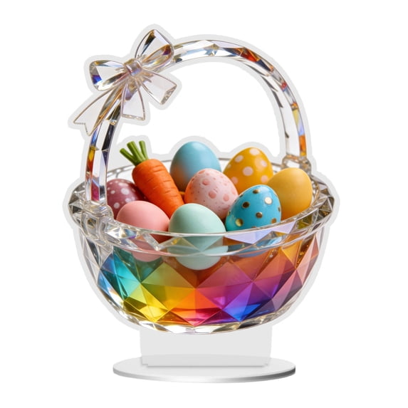 EWASWON Easter Egg Decorations Acrylic, Colorful Easter Egg Ornament for Home Desktop Table Decor, Easter Gifts for Ki-ds Chi-ldren Spring Party Decor