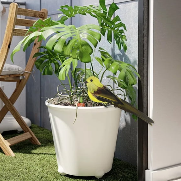 EWASWON Garden Decor Outdoor Small Yellow Resin Bird Statue Weatherproof Artificial Figurine for Fairy Garden Patio Flower Pot Lawn Decoration 2.3 Inch