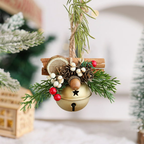 EWASWON Gold Christmas Bell Ornament - Festive Christmas Tree Hanging Decor, Small Metal Holiday Bell Decoration for Indoor Home