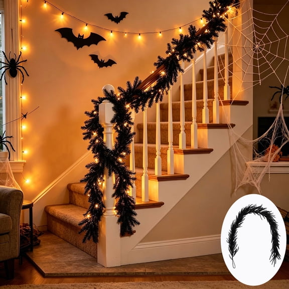 EWASWON Halloween Artificial Black Pine Branches 70 Inch Vase Filler Table Centerpiece