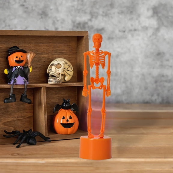 EWASWON Halloween Skull Night Light Glow in The Dark Skeleton Figurine Table Centerpiece Decor for Spooky Home Party Supplies Small Plastic Ornament