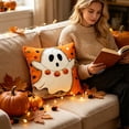 thumbnail image 1 of EWASWON Halloween Spooky Ghost Pumpkin Pillow Covers 18x18 Inch Digital Print Polyester Throw Pillows Washable for Sofa Bedroom Home Decor, 1 of 7