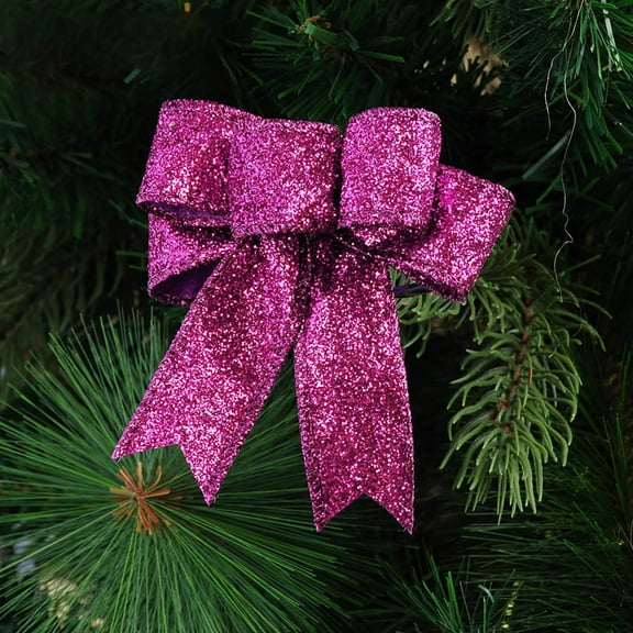 EWASWON Hot Pink Christmas Bow 10cm - Christmas Tree Ornament, Easy Hang Holiday Decorative Bow for Festive Holiday Decorations