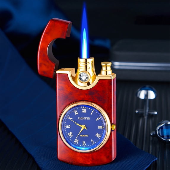 EWASWON Novelty Lighter Watch with Metal Windproof Refillable Jet Flame, Creative Pocket Watch Design Lighter for Men, Cool Gadgets Gifts for Him Camping Gear