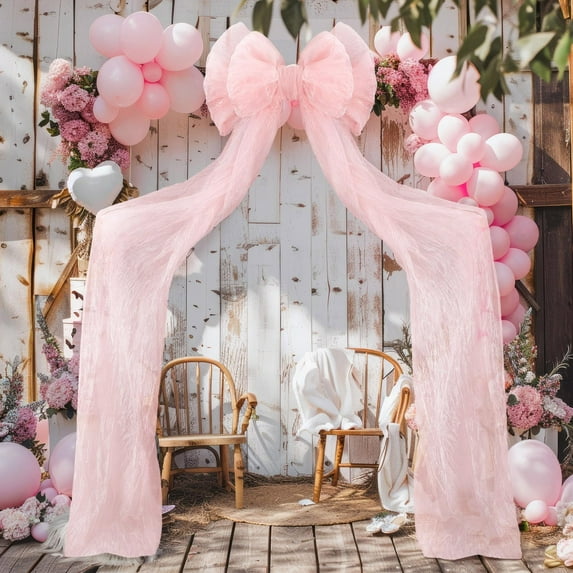 EWASWON Oversized Pink Bow Decor - Giant 18.5"x70.9" Bow for Wedding Birthday Christmas, Easy to Hang Arch Wall Party Decoration