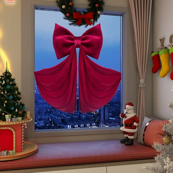 EWASWON Oversized Red Velvet Bow - 80x150cm Large Decorative Bow for Christmas Valentine's Day Outdoor Wedding Holiday Home Decoration