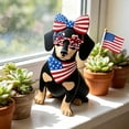 thumbnail image 1 of EWASWON Patriotic Dog Wooden Desktop Figurine, 4th of July Red White Blue Wood Puppy Statue, Small Rustic Americana Home Decor Gift for Dog Lovers, 1 of 6
