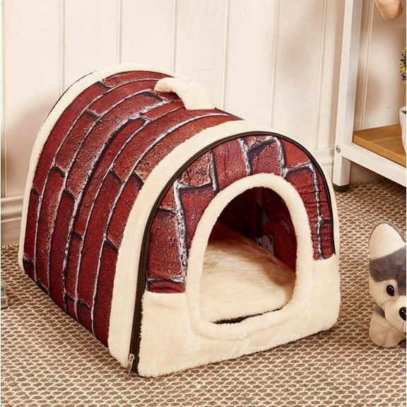 EWASWON Pet Dog Bed House Warm Soft Mat Bedding Igloo Basket Kennel Washable Snug