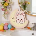 thumbnail image 1 of EWASWON Pink Easter Bunny Hand Towels, 2-Pack Soft Coral Fleece Kitchen & Bathroom Towels with Hanging Loop, 1 of 6