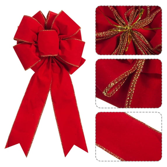 EWASWON Red Pre-tied Christmas Wreath Bow - 15.75" Large Outdoor Door Bow Decoration for Tree, Porch & Holiday Decor