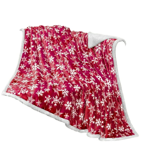 EWASWON Red Snowflake Christmas Throw Blanket - Soft Warm Microfiber for Sofa, Bed, Camping - Festive Holiday Gift