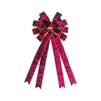 EWASWON Red Velvet Christmas Bow, Large Gold Trimmed Ribbon Bow for Christmas Tree, Gift Box Wrapping & Holiday Decorations - 24.8" x 11.22"