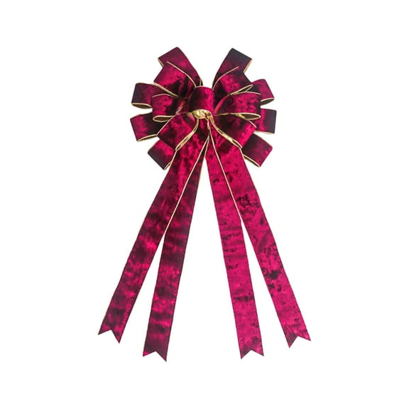 EWASWON Red Velvet Christmas Bow, Large Gold Trimmed Ribbon Bow for Christmas Tree, Gift Box Wrapping & Holiday Decorations - 24.8" x 11.22"